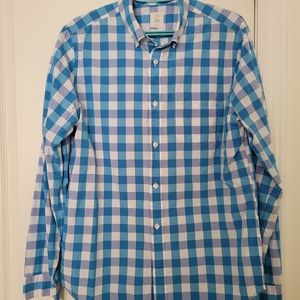Gap Men's long sleeve dress shirt checkered blue